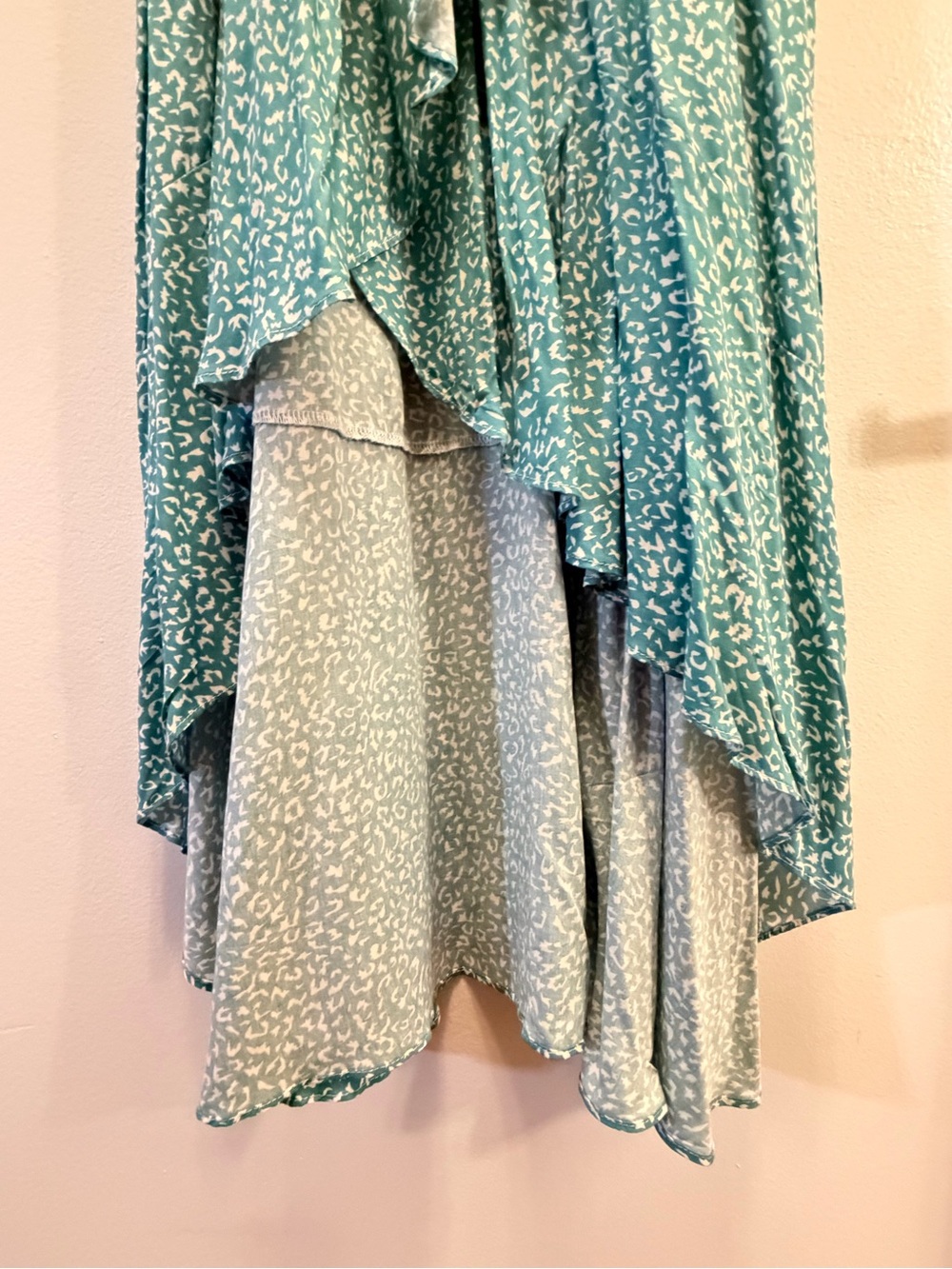 NWT Teal Floral High Low Maxi Dress Flutter Sleeve Elastic Waist Sea Foam Green - Picture 8 of 12